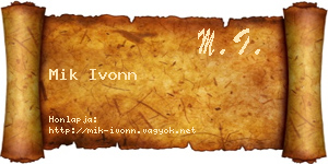 Mik Ivonn névjegykártya